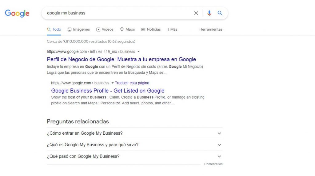 ficha de negocio en google
